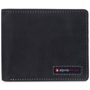 Alpine Swiss Mens Commuter RFID Bifold Wallet 2 ID Windows Divided Bill Section